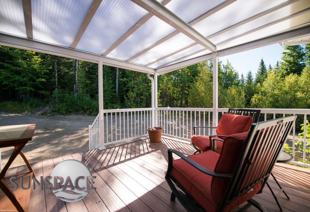 Acrylic roof patio cover provided by Sunspace.